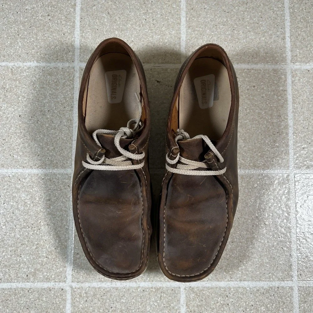Clarks Originals Shoes Wallabee Mens 11 M Beeswax Brown Leather Moccasins Casual